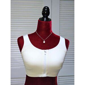 Lululemon Women's Cream Cross-Back Sports Bra With Zip Closure Size 34DD 2592